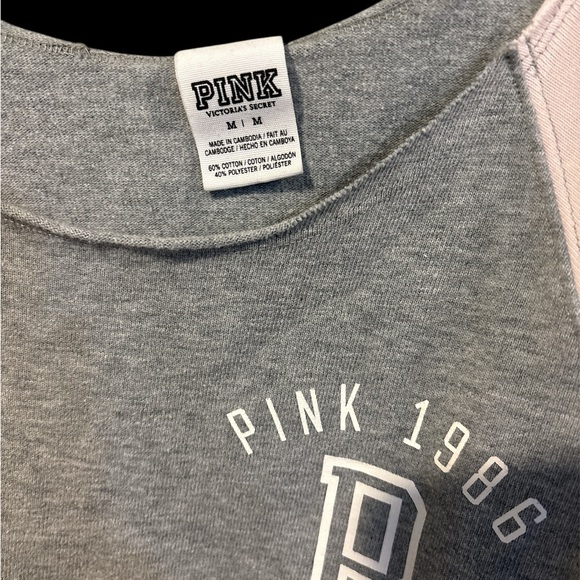 PINK Victoria's Secret Gray and Pink Logo Sweatshirt - Picture 2 of 2